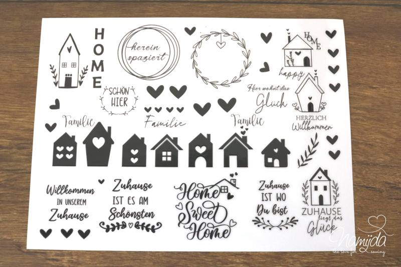1 BOGEN - RUB-ON STICKER ♥ HOME / FAMILIE - A5 ♥