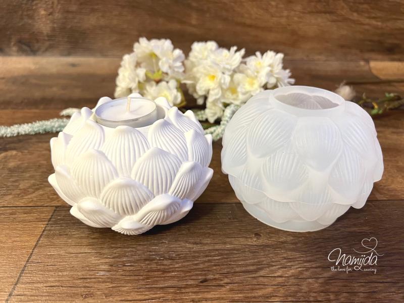 1 STÜCK ♥ GIESSFORM SILIKON KERZENHALTER TEELICHT XL LOTUSBLÜTE ♥