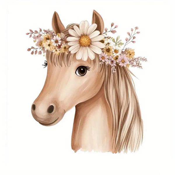 1 Stück - BÜGELBILD PFERDCHEN ROSI 20cm x 18cm