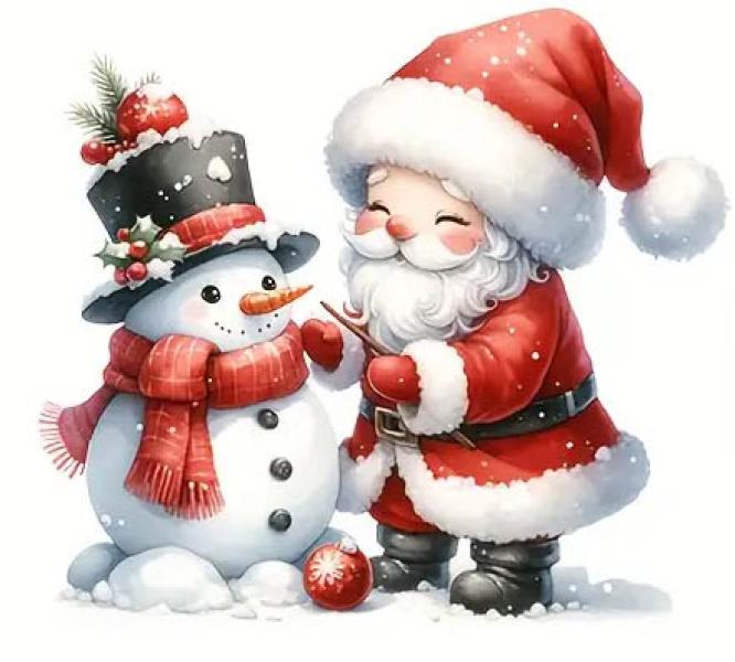 1 Stück - BÜGELBILD SCHNEEMANN & NIKOLAUS 22cm x 22cm