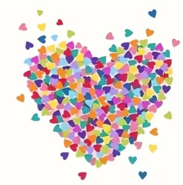 1 Stück - BÜGELBILD KONFETTI HERZ KLEIN - 10cm