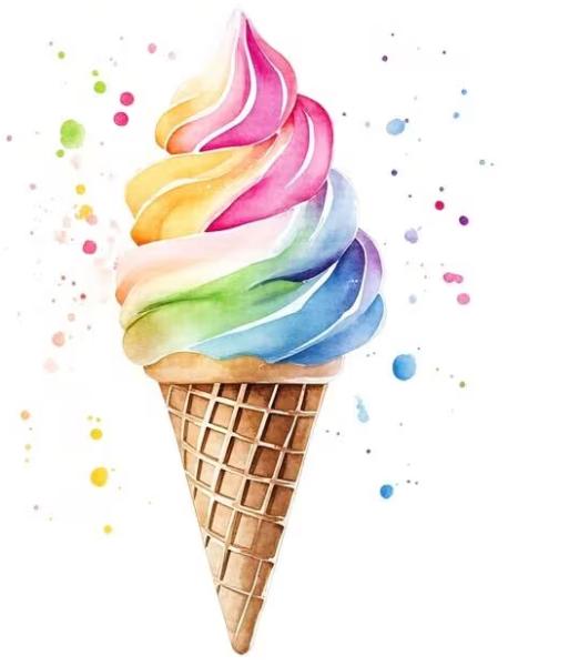 1 Stück - BÜGELBILD AQUARELL RAINBOW EIS 24x18cm