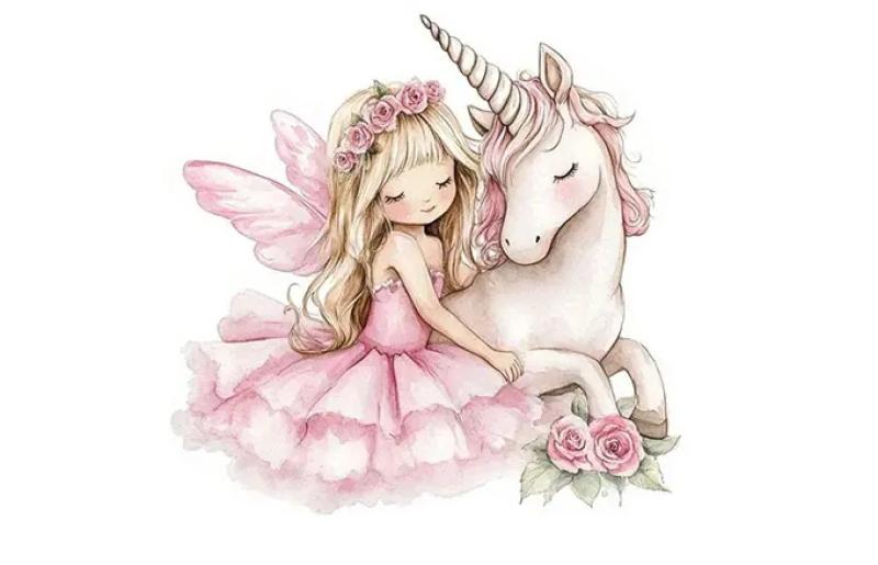 1 Stück - BÜGELBILD EINHORN BLUMENLIEBE 19cm x 20cm