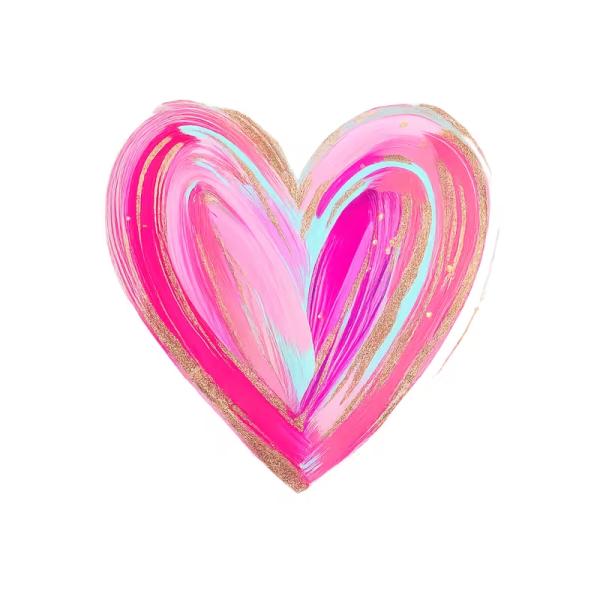 1 Stück - BÜGELBILD HERZ PINK