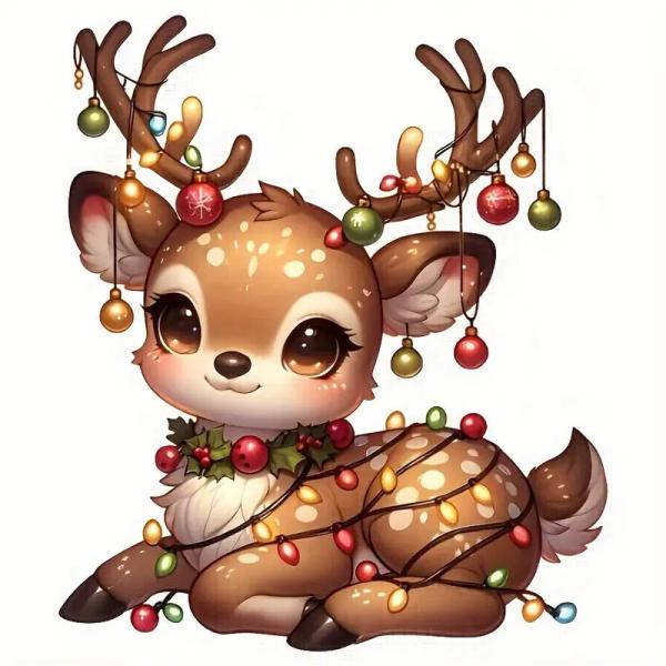 1 Stück - BÜGELBILD LITTLE XMAS DEER 10cm x 10cm