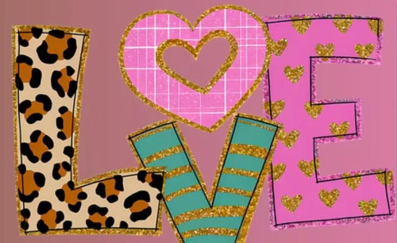 1 Stück - BÜGELBILD LEO LOVE  14x22cm