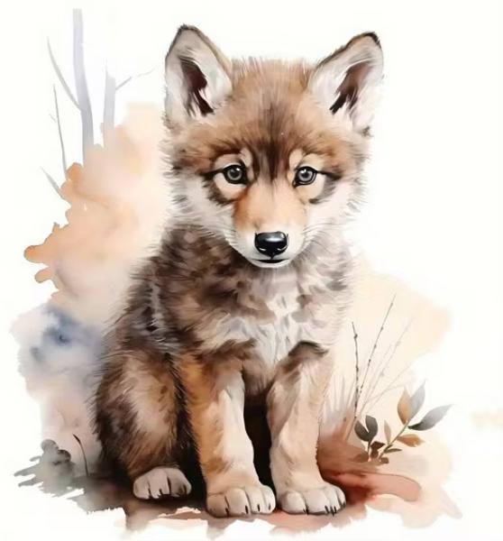 1 Stück - BÜGELBILD WOLFJUNGES  23cmx25cm