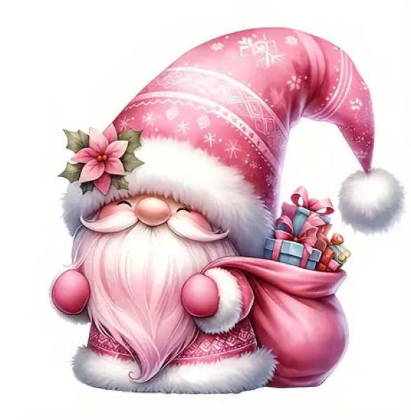 1 Stück - BÜGELBILD PINK NIKOLAUSI - 22cm x 22cm