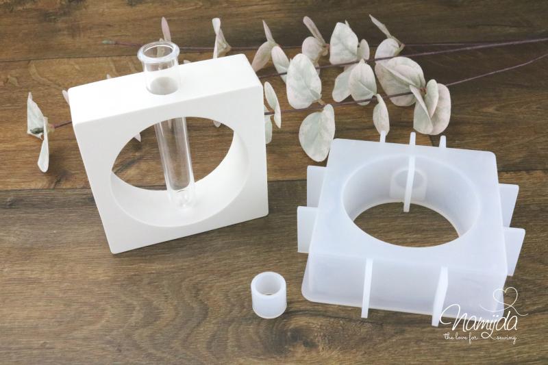 1 STÜCK ♥ GIESSFORM SILIKON BLUMENVASE KREIS + 1 REAGENZGLAS ♥