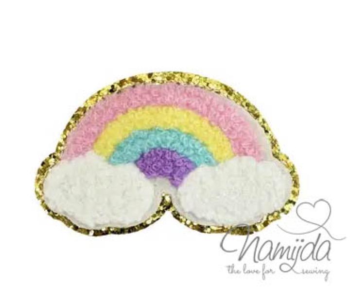 1 Stück - PASTELL RAINBOW CHENILLE PATCH