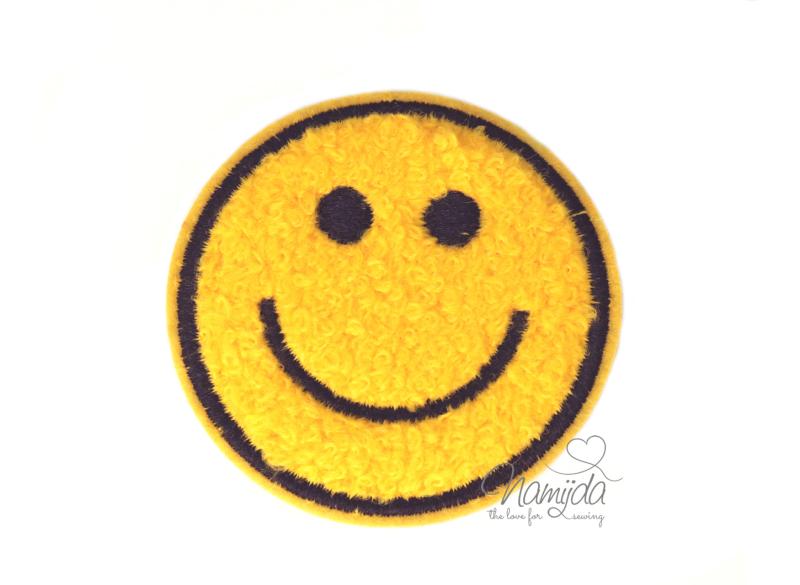 1 Stück - SMILEY GELB CHENILLE PATCH