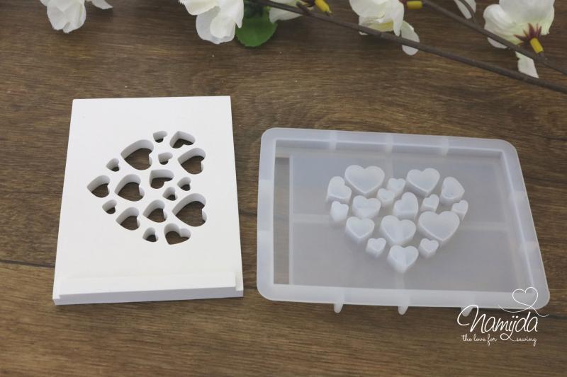 1 Stück ♥ GIESSFORM SILIKON - EINSCHIEBER HERZEN FÜR  LED & GESCHENKEBOX ♥