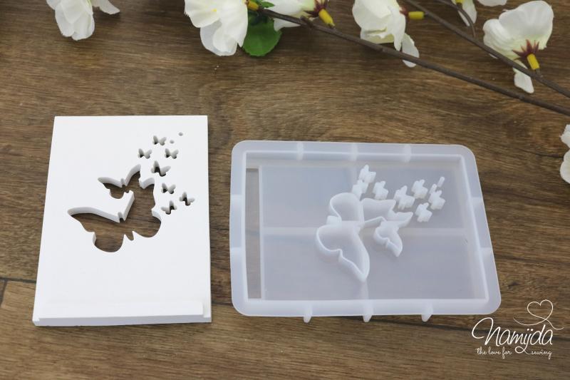 1 Stück ♥ GIESSFORM SILIKON - EINSCHIEBER SCHMETTERLINGE FÜR  LED & GESCHENKEBOX ♥