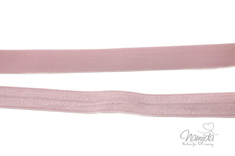 1 MTR. ♥ Elastisches Einfassband - ANTIKROSA - Falzgummi - Glänzend ♥