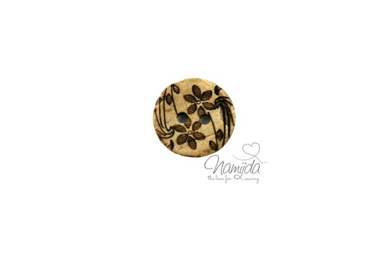 1 Stück ♥ KOKOSKNOPF FLOWERS - 15mm - HOLZKNOPF ♥