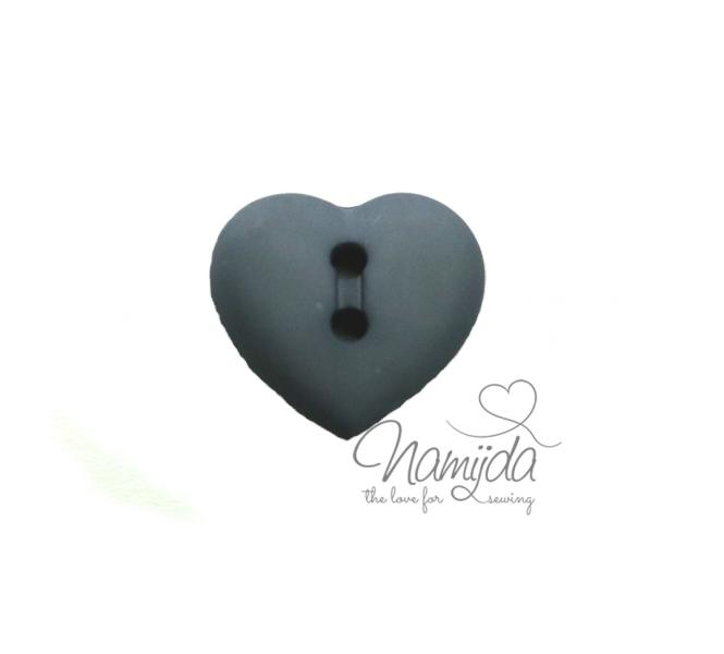 1 Stück ♥ HERZCHEN KNOPF GRAU - 15mm ♥