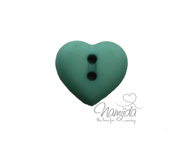 1 Stück ♥ HERZCHEN KNOPF DUSTYMINT  - 15mm ♥
