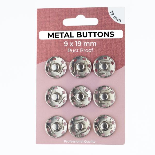 1 Set (9 Stück) ♥ Druckknöpfe 19mm Silber ♥