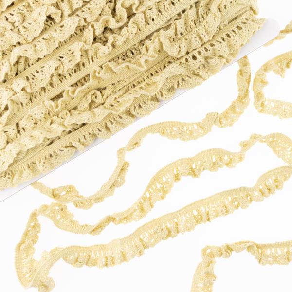 1 MTR. ♥ ELASTISCHE KLÖPPELSPITZE BLUME - BEIGE - 1,5cm ♥