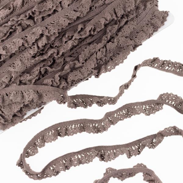 1 MTR. ♥ ELASTISCHE KLÖPPELSPITZE BLUME - TAUPE - 1,5cm ♥