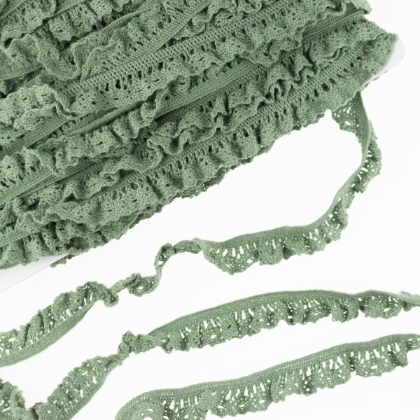 1 MTR. ♥ ELASTISCHE KLÖPPELSPITZE BLUME - KHAKI LIGHT - 1,5cm ♥