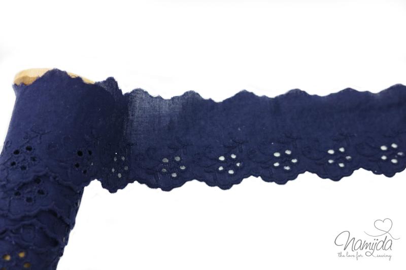 ♥1 Mtr. WäSCHESPITZE BLOSSOM - NAVY - 5cm ♥ -