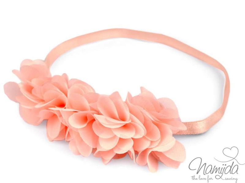 1 STüCK ELASTISCHES HAARBAND MIT BLÜTEN - APRICOT