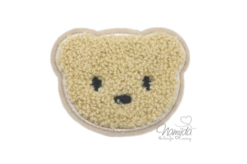 1 Stück -  BÄRCHEN CREME CHENILLE PATCH