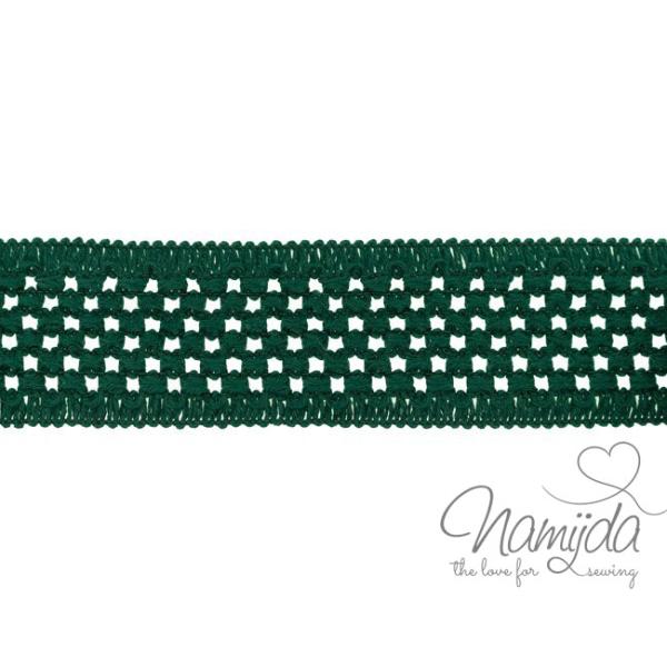 1 MTR.  GEHÄKELTES BAUMWOLL GuMMIBAND GRüN - 5cm