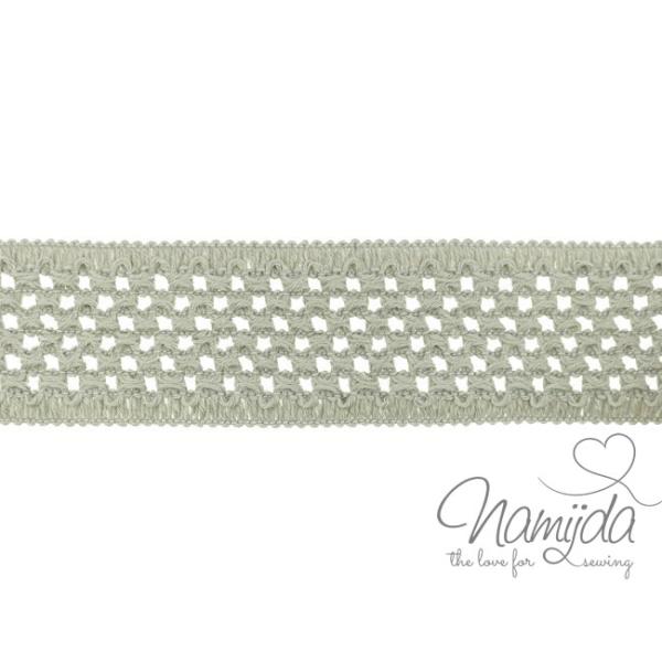 1 MTR.  GEHÄKELTES BAUMWOLL GuMMIBAND KIESEL - 5cm