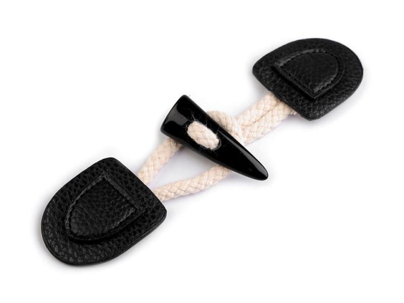 1 Stück ♥ Dufflecoat-Verschluss 17cm - Schwarz - Knebelknopf - zweiteilig ♥
