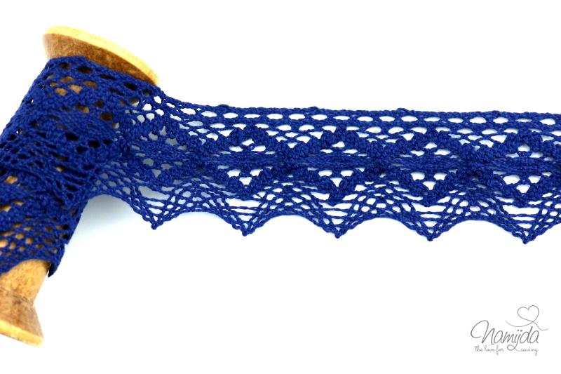 1 MTR. ♥ KLÖPPELSPITZE ZaCKENKANTE - Navy - 4,5cm ♥