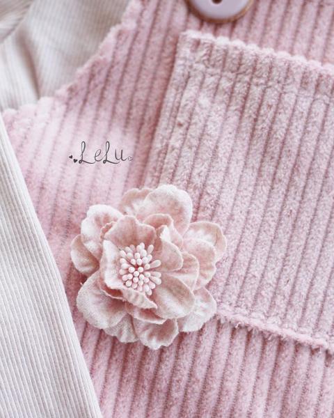 1 Stck. ♥ WoLLBLUME MIT STAUBBLäTTERN DuNKELGRau - 6,5cm ♥