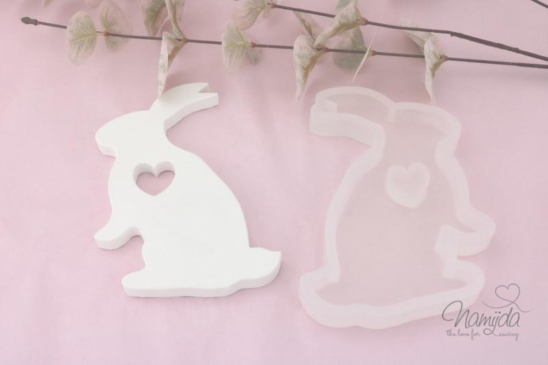 1 STÜCK ♥ GIESSFORM SILIKON OSTERHASE MIT HERZ  ♥