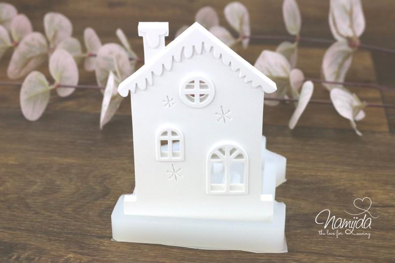 1 Stück ♥ GIESSFORM SILIKON EINSCHIEBER SCHNEEHAUS ♥