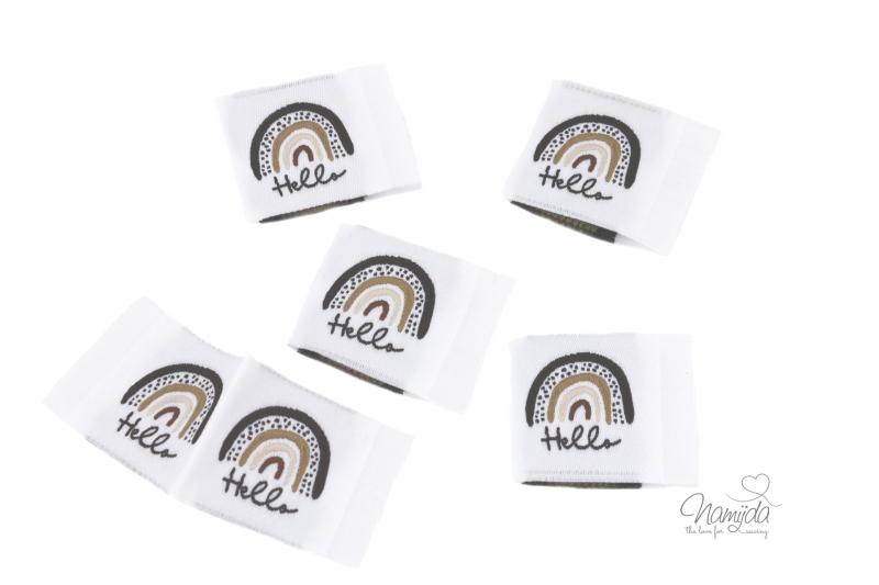 5 STCK. ♥ NAMIJDA EP WEBETIKETTEN - NATURAL RAINBOW HELLO ♥