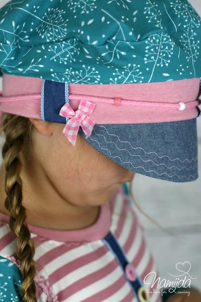 1 MTR. ♥Jeans Band mit heller Spitze - Dunkelblau 25mm ♥