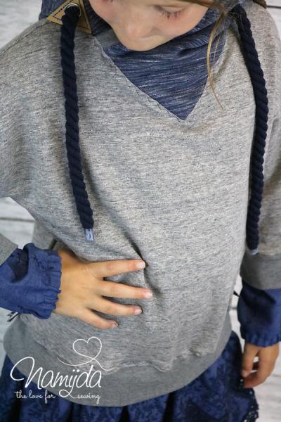 1 MTR. ♥ XXL Gedrehte Hoodie Kordel DUNKELBLAU meliert - 12mm ♥