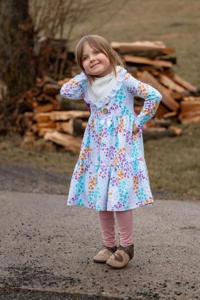 0,50 MTR. ♥ LEO HEARTS & FLOWERS JERSEY - HELLBLAU ♥