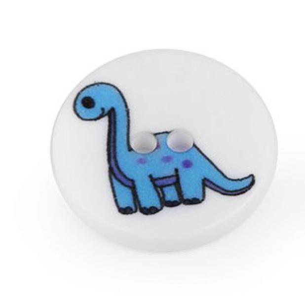 1 Stück ♥ DINO KNOPF RUND BLau - 15mm ♥
