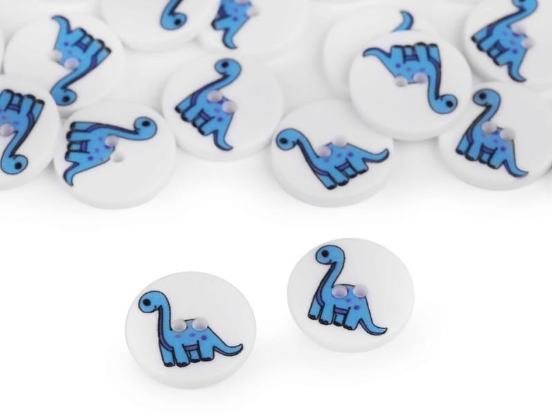 1 Stück ♥ DINO KNOPF RUND BLau - 15mm ♥