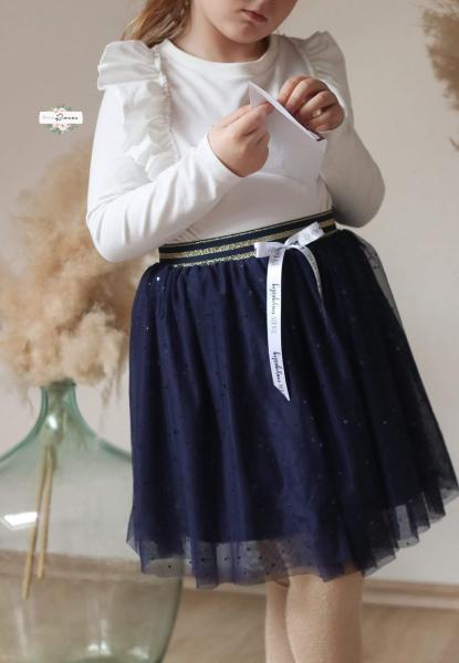 0,5 MTR. ♥ WEICHER *HERZGLITZER*  TüLL NAVY ♥