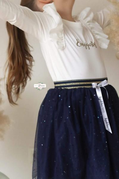 0,5 MTR. ♥ WEICHER *HERZGLITZER*  TüLL NAVY ♥