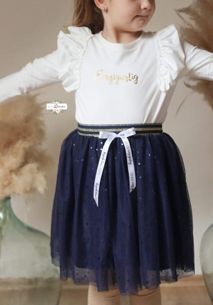 0,5 MTR. ♥ WEICHER *HERZGLITZER*  TüLL NAVY ♥