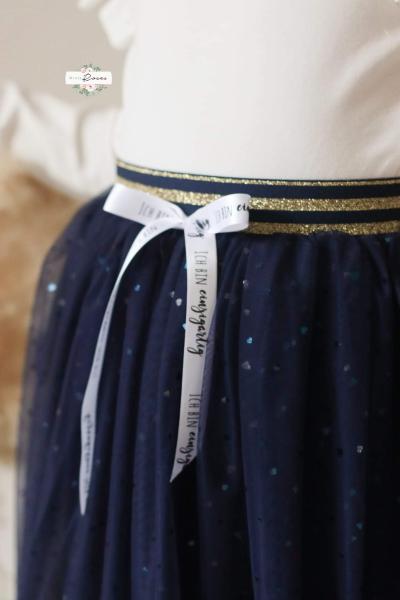 0,5 MTR. ♥ WEICHER *HERZGLITZER*  TüLL NAVY ♥