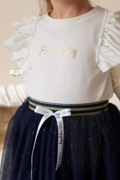 0,5 MTR. ♥ WEICHER *HERZGLITZER*  TüLL NAVY ♥