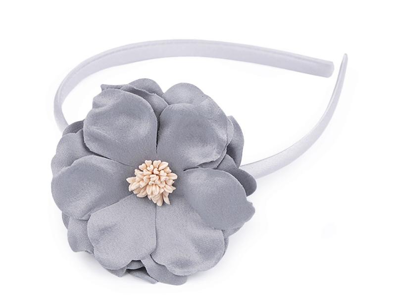 1 STüCK BLuMEN HAARREIF XL BLÜTE - GRAU