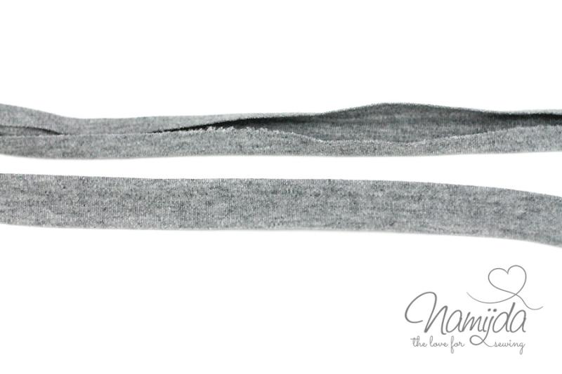 1 MTR. ♥ Elastisches Jersey Schrägband - HeLLGRAU MeLIERT ♥