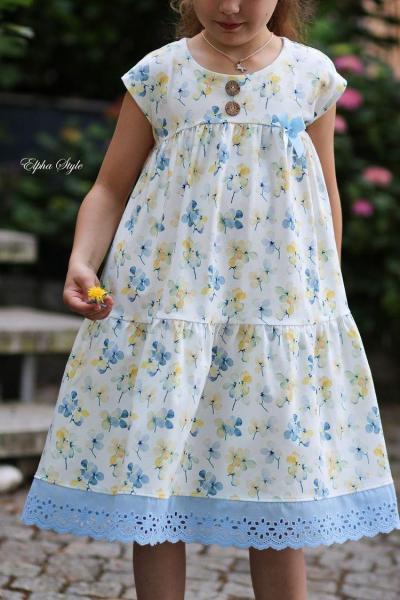 ♥1 Mtr. Wäschespitze - XXL Blütentraum 8cm - Baby Blau ♥