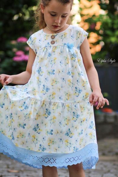 ♥1 Mtr. Wäschespitze - XXL Blütentraum 8cm - Baby Blau ♥